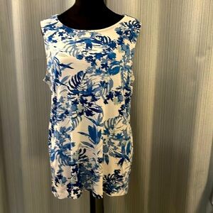 Chicos blue and white cotton sleeveless shell. Size 3, fits like XL.